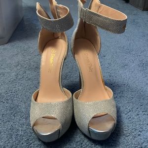 Silver glitter heels